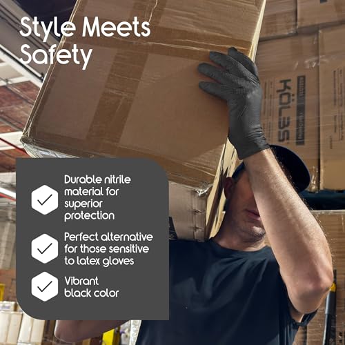 Inspire HEAVY DUTY ORIGINAL Stretch Nitrile Black Gloves Disposable Latex Free | Food, Mechanic, 6mil Black or 8 Mil Orange - size: Small, style: 8mil Black