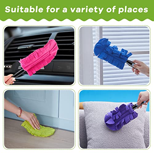Zubebe 12 Pcs Duster Refill Reusable Fleece Duster Refills Feather Flat Dusters Multi Surface Washable Cleaning Pads Tools for Home, Blinds, Car, Pet, Furniture, Fans (Dark Color) - color: Dark Color