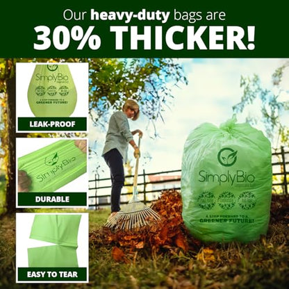 Simply Bio 50-55 Gallon Compostable Trash Bags Liners Flat-Top, Heavy Duty Extra Thick 2 Mil, 208.2 Liter, 12 Bags, Lawn, Yard, and Restaurant Use, ASTM D6400, US BPI, OK Compost Home Certified - size: 1 Count (Pack of 12), style: Flat-Top (55 Gal, 2 mil)