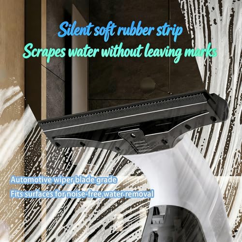 Cordless Window Vacuum Cleaner, Handheld Glass Cleaning Vacuum with 150ml Tank Telescopic Pole Spray Bottle Microfiber Squeegee Adjustable Nozzle for Windows Mirrors Tiles Shower Cleaning