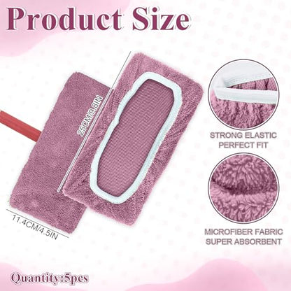 5 Pack Reusable Microfiber Mop Pads - Dry Sweeping Cloths & Wet Mopping Cloths - Washable Wet Pads Refill for Mopping Floors (Mop is not Included), Purple - color: Purple 5-pack