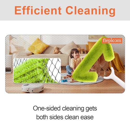 Window Screen Cleaning Brush with 62in Extension Pole, Innovative Fibre Mesh Screen Cleaner for Window Mesh, Patio Screens, Screen Doors, Pool Cage & Fence - Dry or Wet Use
