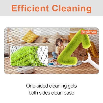 Window Screen Cleaning Brush with 62in Extension Pole, Innovative Fibre Mesh Screen Cleaner for Window Mesh, Patio Screens, Screen Doors, Pool Cage & Fence - Dry or Wet Use