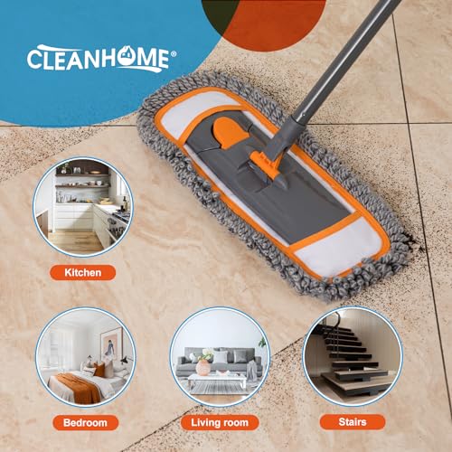 CLEANHOME Mirofiebr Dust Mop with 7 PCS Washable Mop Pads and Extendable 55” Long Handle, Multifunction Floor Mop for Hardwood,Marble,Laminate,Tile Floor Mopping