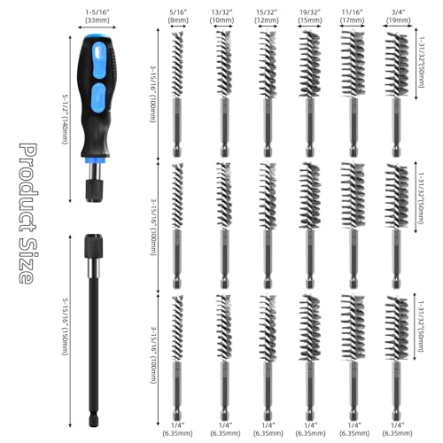 18Pcs Wire Brush Drill Attachments, Stainless Steel Wire Brush Bore Cleaning Brush Set for Power Drill Impact Driver, Abrasive Drill Wire Brush with 1/4" Hex Shank and Tool Bag - style: Stainless Steel