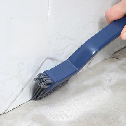 3 in 1 Multi-Function Hard Bristle Crevice Cleaning Brush with Cleaning Clamp and Scoop for Kitchen Bathroom Floor Wall Vehicle Blue (Blue) - color: Blue
