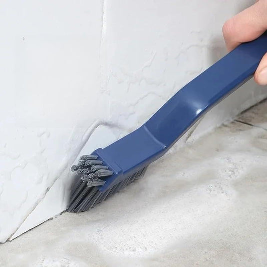 3 in 1 Multi-Function Hard Bristle Crevice Cleaning Brush with Cleaning Clamp and Scoop for Kitchen Bathroom Floor Wall Vehicle Blue (Blue) - color: Blue