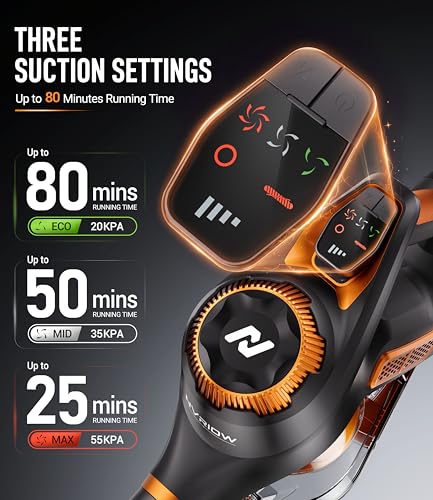 Cordless Vacuum Cleaner, 55Kpa Vacuum Cleaners for Home, Max 80mins Runtime Stick Vacuum with LED Display&1.5L Dust Cup, Rechargeable Lightweight Handheld Vacuum for Carpet/Hardwood Floor/Pet Hair/Car
