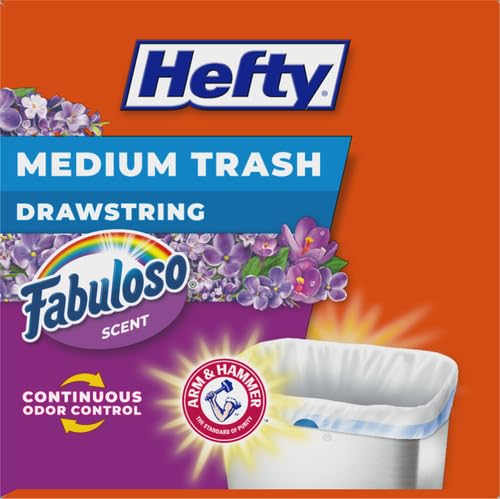 Hefty Medium Trash Bags,Fabuloso Scent,8 Gallon,26 Count (Pack of 12) - size: 26 Count (Pack of 12)