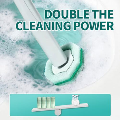 Disposable Toilet Brush, Toilet Bowl Cleaning System with 48 Count Wand Refill, Clean Brush Starter Kit with 1 Toilet Wand, 1 Storage Caddy and 1 wall Sticker (White) - style: Green-Toilet brush+48 refills