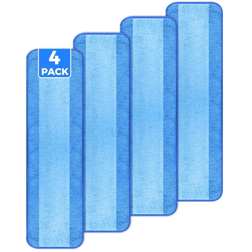 wlich 4-Pack Microfiber Cleaning Pads, 18-Inch Microfiber Mop Pads Compatible with Bona Mop, Washable and Reusable Mop Pad Refills for Hardwood Tile Laminate Floors - size: 4PCS