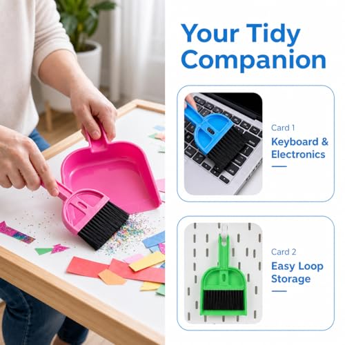 TOPZEA 6 Pack Mini Dust Pan and Brush Set, Mini Hand Broom Dustpan Set Hand Whisk for Table, Desk, Countertop, Keyboard, Cat, Dog and Other Pets