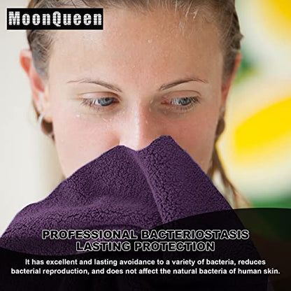 MOONQUEEN Microfiber Facial Cloths Fast Drying Washcloth 12 Pack - Premium Soft Makeup Remover Cloths - Grape Purple - color: Grape Purple, size: 12x12 Inch (Pack of 12)