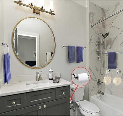 12 Pieces Polished Chrome Bathroom Hardware Accessories Set Hand Towel Ring 16&23.6 inch Round Towel Bar Toilet Paper Holder Towel Hooks 4 Pieces SUS 304 Stainless Steel,Heavy Duty,Wall Mounted - color: Polished Chrome, size: 12 piece 24"