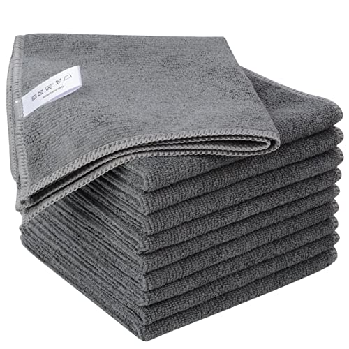 KinHwa Kitchen Washcloths for Dishes Absorbent Microfiber Dish Cloths Quick Dry Dish Rags with Poly Scour Scrub Side Ideal for Kitchen Cleaning (Gray, 12inchx12inch 10 Pack) - color: Gray, size: 12inchx12inch 10 Pack