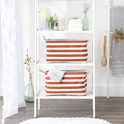 DII Laundry Storage Collection, PE Coated Collapsible Bin with Handles, Cinnamon Stripe, Large Set, 10.5x17.5x10" - color: Cinnamon Stripe, size: Large Set, 10.5x17.5x10"