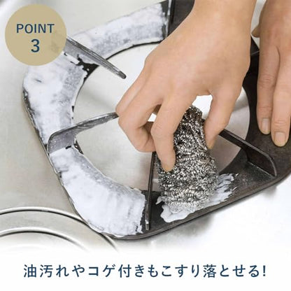 Shimomura Kihan 36588 Stainless Steel Scrubber, Set of 2, Made in Japan, Stubborn Stain Burnt