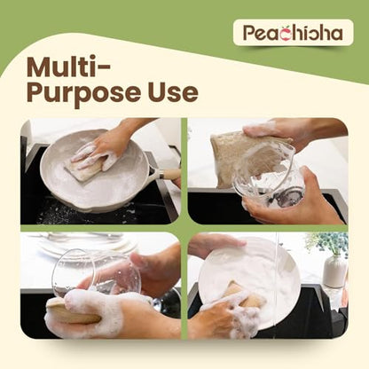 Bamboo Sponges for Dish Washing Reusable Dish Sponge Multi Use Kitchen Sponges Non-Scratch Reusable Cleaning Pads for Dishes, Pots and Pans, Pack of 5 - color: Brown,5 Pack