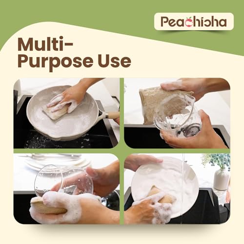 Bamboo Sponges for Dish Washing Reusable Dish Sponge Multi Use Kitchen Sponges Non-Scratch Microfiber Pad for Dishes Pots and Pans, Pack of 10 - color: Brown,10 Pack