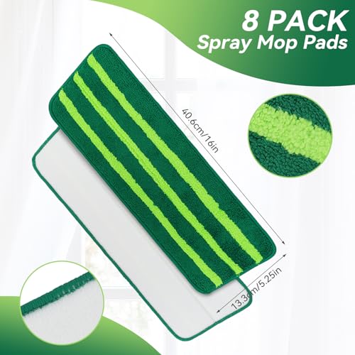Mop Head Replacement for Libman Freedom Spray Mop - Washable Reusable Wet & Dry Cleaning - Microfiber Spray Mop Pads Refill for Multi-Surface Floor -8 Pack (Green） - color: Green 8 Pack - Better Cleaning