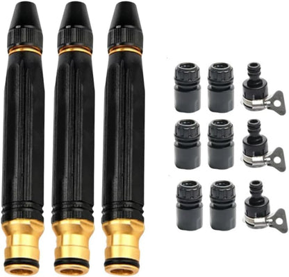 Heavy Duty Adjustable Hose Nozzle, High Pressure Water Spray Nozzle with Leak-Resistant Design, Metal Garden Hose Sprayer for Car Washing, Lawn Care, Patio Cleaning, and Garden Watering (Black 3 pcs) - color: Black 3 pcs