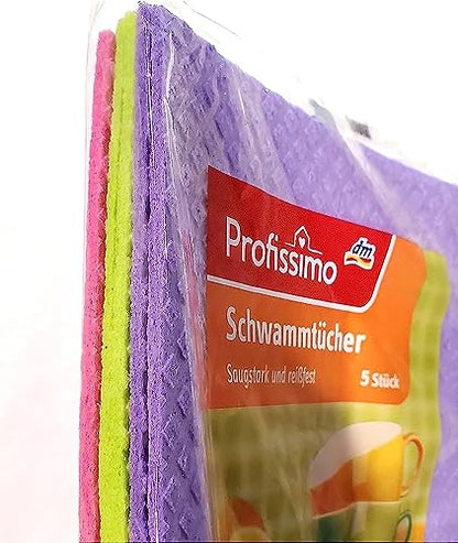 Sponge Cloths Imported from Germany - 5 Pack Reusable Cellulose Dishcloths - schwammtücher Absorbent Swedish Hand Towels for Kitchen, Counters & Washing Dishes - Eco Friendly Gift for Home