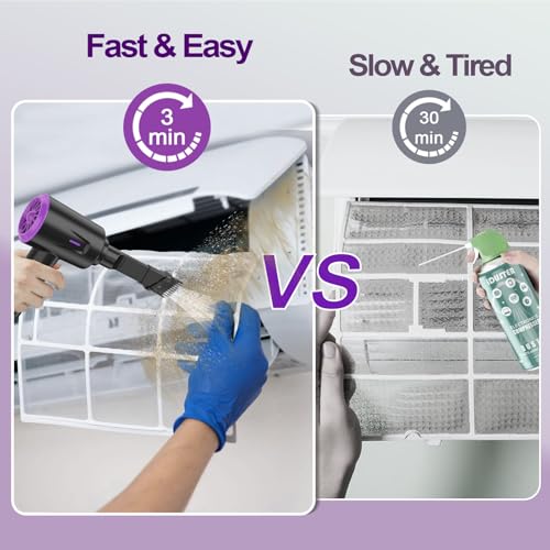 Meudeen Air Duster - Compressed Air - 5.74 oz High Power Cleaning for Computer - PC - 2 Gear Air Blower (Black Purple) - color: Black Purple