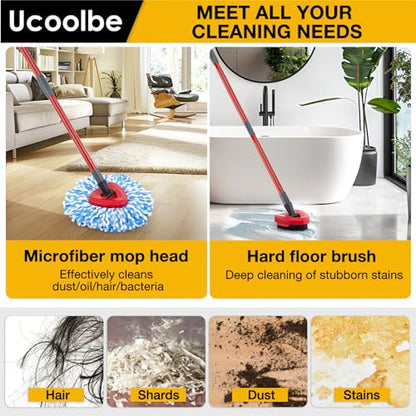 Spin Mop Replacement Heads for O Cedar RinseClean 2-Tank System, 4 Pack Microfiber Mop Refill Heads, Include 4 Mop Heads and 1 Mop Brush - size: 4 Mop Heads +1 Brush(2 Tanks System)