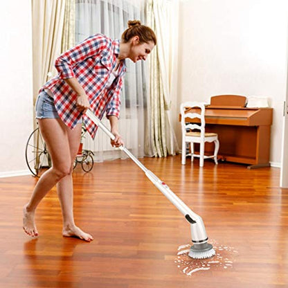 Electric Spin Scrubber, 2020 Upgraded Cordless Shower Scrubber, 360 Power Bathroom Scrubber with 3 Replaceable Cleaning Brush Head and Adjustable Extension Handle for Tub, Tile, Floor