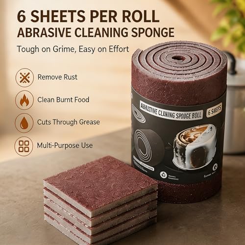 2PCS Rust Remover Sponge, Abrasive Cleaning Block for Burnt Pots and Pans, Reusable Wet & Dry Sanding Sponge for Kitchen Sink Metal Surface Cleaning