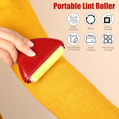 Good Life Lint Roller, Reusable Mini Lint Roller Pet Hair Remover, Portable Lint Roller, Washable Lint Roller, Portable Lint Remover for Clothes, Furniture, Dog & Cat Hair (4 Set)