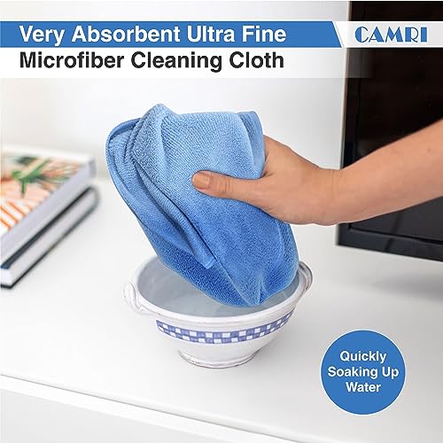 Microfiber Towel Cleaning Cloth – Pack of 12, Size 12.6” x 12.6”, Blue, Lint Free, Super Absorbent, Streak Free, Washable, Multipurpose Cleaning Rags for Kitchen, Glass, Car, Mirror
