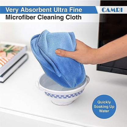 Microfiber Towel Cleaning Cloth – Pack of 12, Size 12.6” x 12.6”, Blue, Lint Free, Super Absorbent, Streak Free, Washable, Multipurpose Cleaning Rags for Kitchen, Glass, Car, Mirror