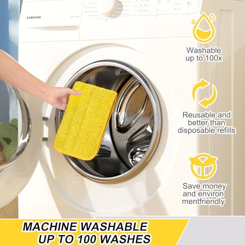 16.5 Inch Reusable Mop Pads Microfiber Spray Mop Replacement Heads for Wet/Dry Mops Compatible with Bona Floor Care System (6 Pack) - color: Yellow Mop Pads