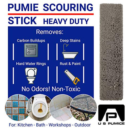 PUMIE 3 Pack Scouring Stick, Toilet Bowl Ring Remover, Heavy Duty Extra Strong Pumice Cleaning Bar, Pumice Stone for Cleaning Toilet Rings, Bathroom & Kitchen Stains by USPumice - size: 3 Count (Pack of 1)