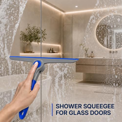 DSV Standard 10" Heavy Duty Blue, Grey Window Cleaning Squeegee, Handheld Squeegee for Glass Doors, Windows, Car Windshields & More - color: Blue