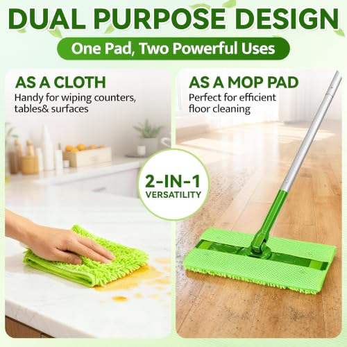 FIXSMITH Reusable Mop Pads Compatible with Swiffer Sweeper and All 10-12 inch Flat mops, 8 Pack Washable Wet Dry Mop Refills, Microfiber Mop Replacement Heads for Floor Cleaning