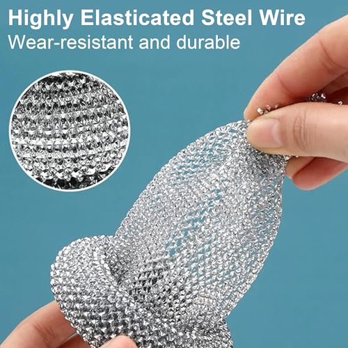 Stainless Steel Scrubbers for Kitchen and Bathroom 2 Pack, Heavy Duty Scouring Pads for Pots, Pans, Sink, Grill, Oven, Steel Wool Cleaning Pads for Dishes and Surfaces Blue