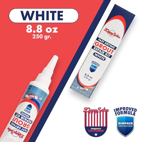 ZippySolve Tile Grout, Repair Kit, Restore & Renew Tile Joints Line, Fast Drying Grout Paint Squeeze Tube for Bathroom Shower Kitchen Floor, Waterproof (8.8 oz, White) - style: White