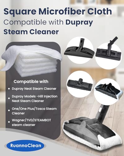 Microfiber Cleaning Cloth Compatible with Dupray/Wanger Steam Cleaner, Washable Neat Steam Mop Pads -Double Sided Soft & Absorbent Microfiber Towel for Various Cleaning scenarios, 6 Pack - color: White Cloth*6