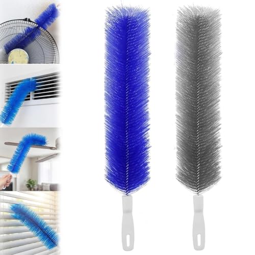 Bendable Microfiber Head, 2026 Upgraded Fan Cleaner Brush, Reusable Washable Dust Brush, 15.7in Flexible Cleaning Brush for Electric Fans Air Conditioning Home Car Vents Curtain (2Pcs-Mix) - color: 2pcs-mix