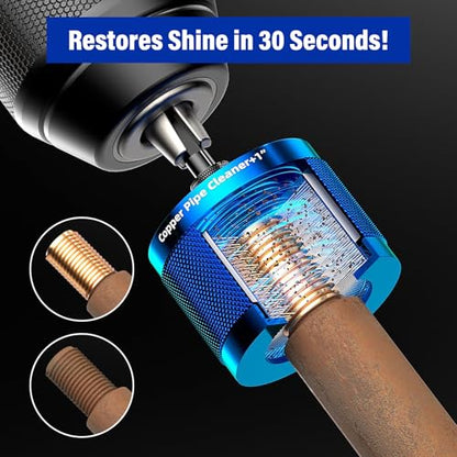 BURMONG 3 Pcs Copper Pipe Cleaner Drill Set (1/2" 3/4" 1") - Metal Tube Cleaning Brushes for Power - Professional Plumbing Tools for Copper Pipes & Tubes - Heavy-Duty Drill Attachment for Plumbers