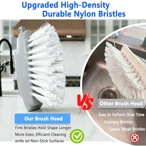 Dish Brush Refill Head for OXO Dish Scrub Brush, 4 Pack Replacement Head Compatible with OXO Soap Dispensing Dish Scrubber, Gray - color: 4 Pack, Gray