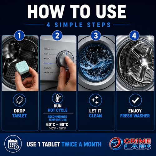 Washing Machine Cleaner Ultra – Pet Owners Edition | Deep Cleaning & Freshening | Removes Odors & Residue from Pet Laundry | Front & Top Load Washers HE Supported | 24 Tablets 1 Year Supply GRIME LABS - style: ULTRA Washing Machine Pet Owners