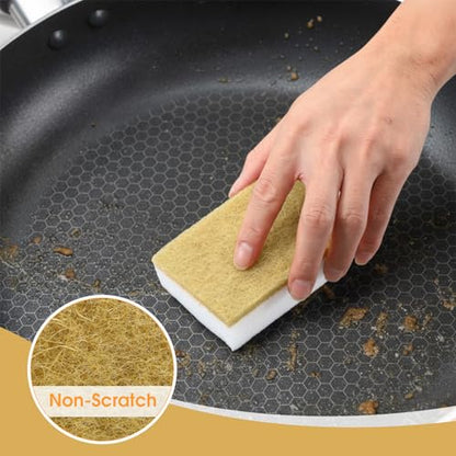 Tioncy 100 Pcs Individually Wrapped Sponges Kitchen Bulk Brown Dish Non Scratch Scrub Sponges Dual Sided Cleaning Dish Scrubber for Washing Dishes, Pots, Pans, Sinks, Stoves, Appliances, Car, Bike - color: Brown White