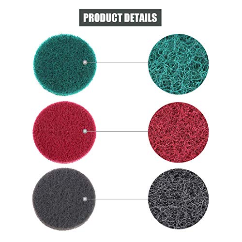 Glarks 16Pcs 5 Inch Drill Power Brush Tile Scrubber Scouring Pads Cleaning Kit with 5 Inch Disc Pad Holder for Bathroom & Kitchen Cleaning, 3 Different Stiffness (Red, Gray, Green)