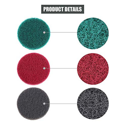 Glarks 16Pcs 5 Inch Drill Power Brush Tile Scrubber Scouring Pads Cleaning Kit with 5 Inch Disc Pad Holder for Bathroom & Kitchen Cleaning, 3 Different Stiffness (Red, Gray, Green)