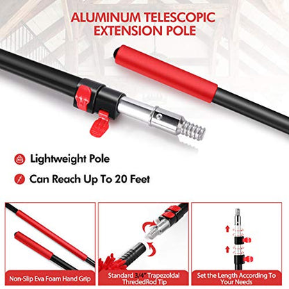 20 Foot High Reach Dusting Kit with 5-12 Foot Extension Pole // High Ceiling Duster with Telescopic Pole // Cobweb Microfiber Duster // Outdoor & Indoor Extendable Duster Cleaning Kit - size: 12 feet