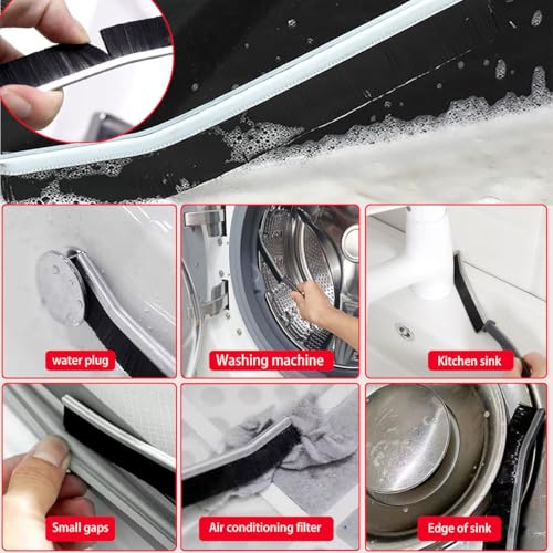 Hard Bristle Crevice Cleaning Brush.Multi-Purpose New Cleaning Brush Tool, Black Bristles with Ergonomic Grip Bathroom Gap Brush, Home, Kitchen, Bathroom, Faucets, Toilet,Window, Vehicle, (8)