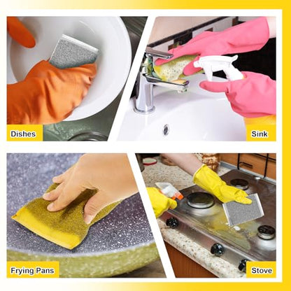 Thyle 24 Pack Steel Wool Scrubber Kitchen Sponges, Heavy Duty Non Scratch Metal Sponges, Reusable Cleaning Scrub Pads for Dishes, Pots, Pans, Sink and Tough Hard Stains (Gray,Yellow) - color: Gray, Yellow
